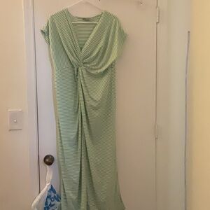Green Striped Women's Dress